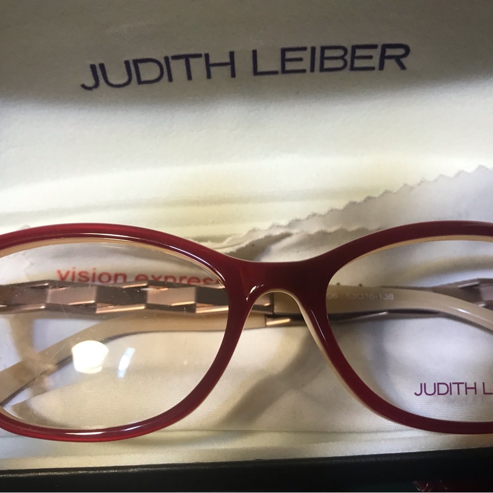 Judith Leiber Red Cat-Eye Optical Frames - Picture 8 of 11